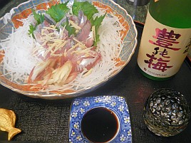 猿アジ刺し、アカハタ清蒸、メダイとムツ焼き物で食欲の秋
